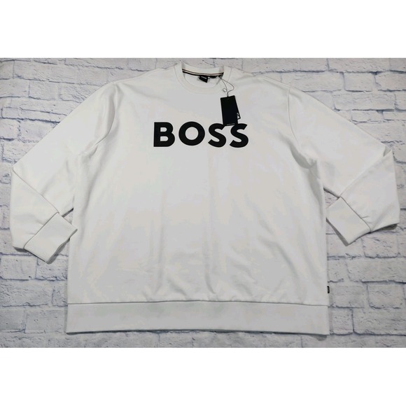 HUGO BOSS MENS SIZE 4XL White Soleri Oversize Fit Sweatshirt Logo